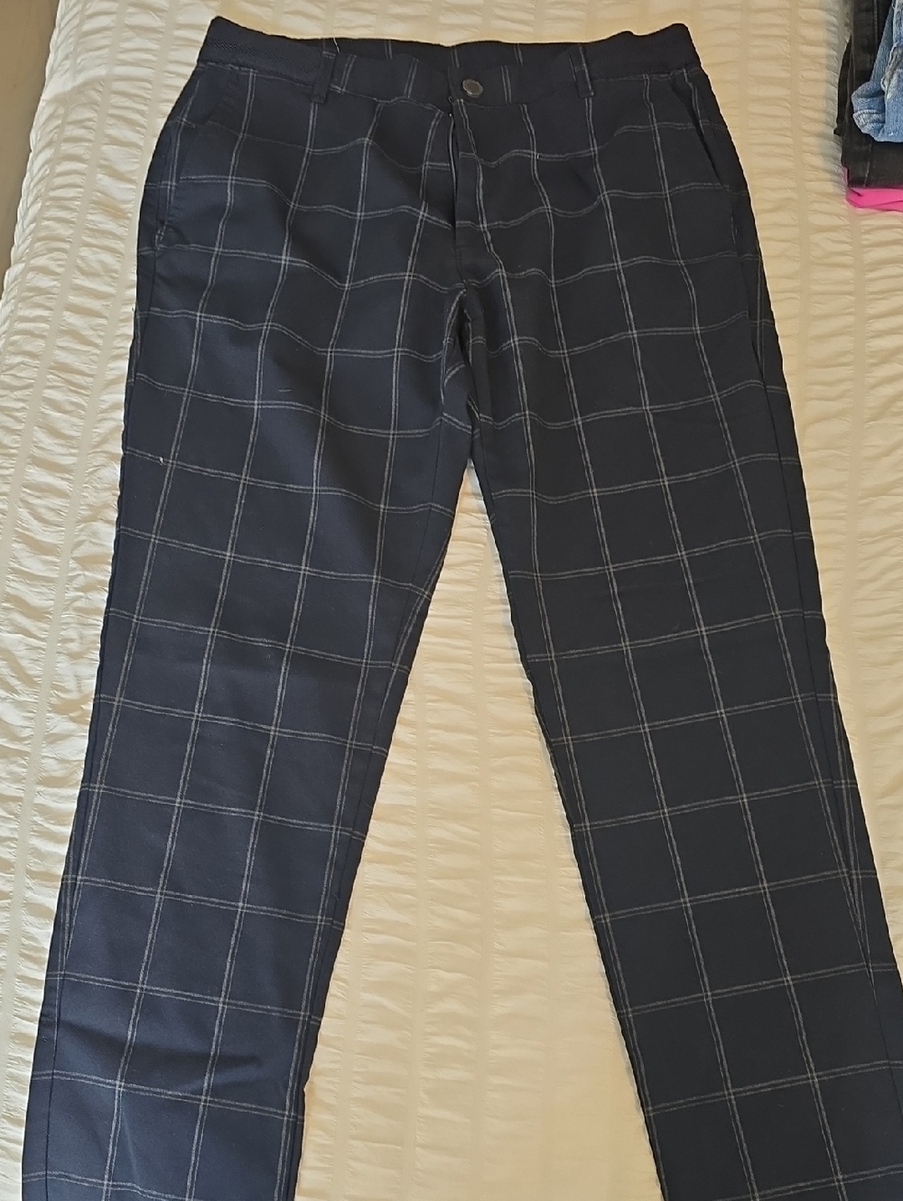 Zara Men's Navy Windowpane Dress Pants